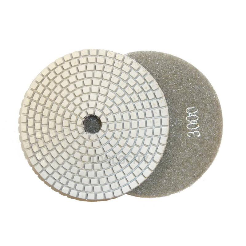 Toolocity 4 in. JHX Dry/Wet Diamond Polishing Pads for Concrete/Granite (Set de 7) con 4 in. Back Holder - JHXR0102SET-BK4