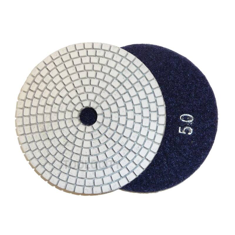 Toolocity 4 in. JHX Dry/Wet Diamond Polishing Pads for Concrete/Granite (Set de 7) con 4 in. Back Holder - JHXR0102SET-BK4