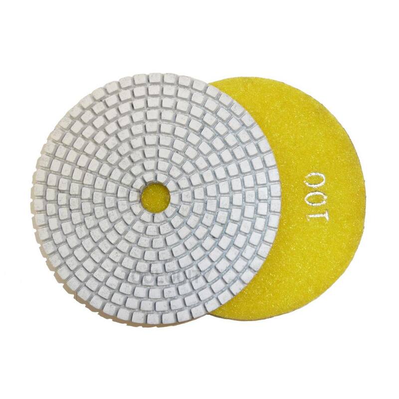 Toolocity 4 in. JHX Dry/Wet Diamond Polishing Pads for Concrete/Granite (Set de 7) con 4 in. Back Holder - JHXR0102SET-BK4