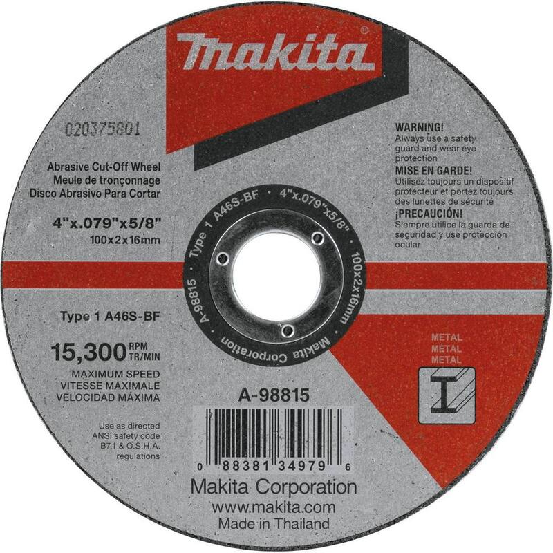 Rueda de corte para metal de 4 pulgadas x .100 pulgadas x 5/8 pulgadas (Paquete de 25) - A-98815-25