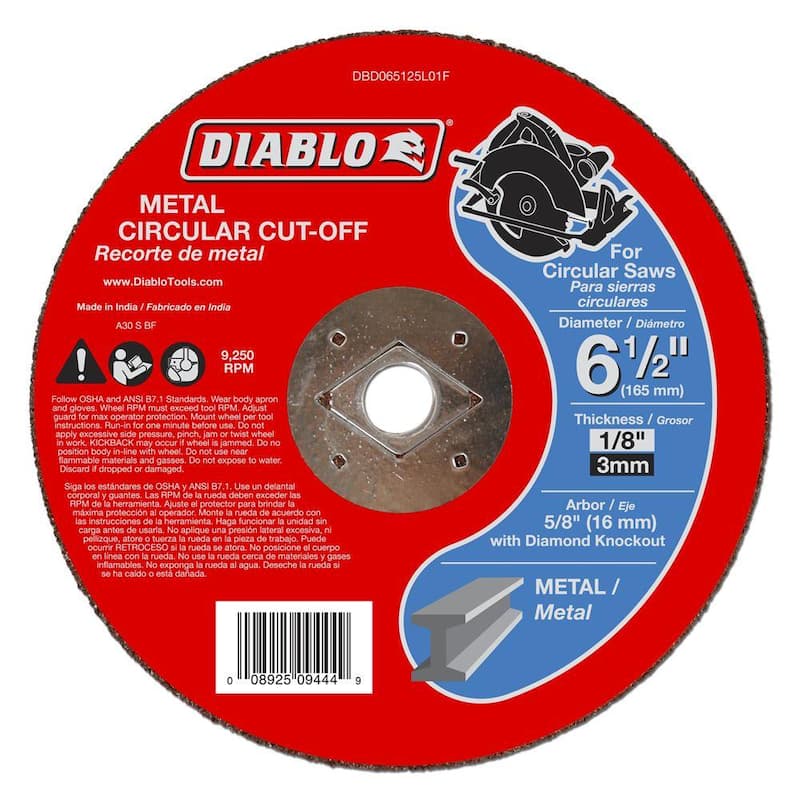 DIABLO Disco de corte de metal de 6-1/2 pulgadas x 1/8 pulgadas x 5/8 pulgadas (paquete de 5) - DBD065125L01F005