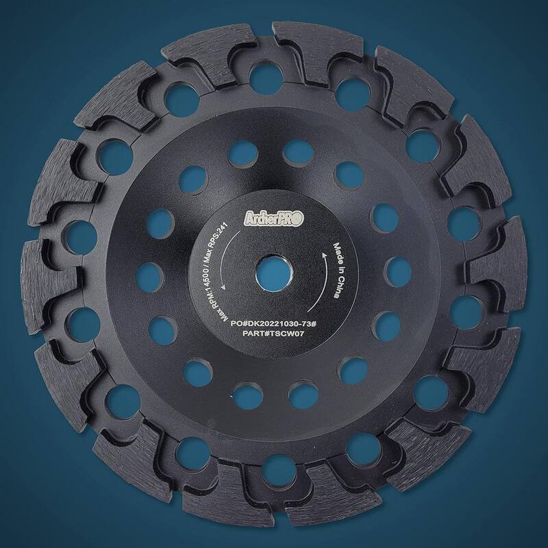 Taza de molienda de diamante segmentada en forma de T de rosca 5/8 in. -11 Archer USA 7 in. para molienda de concreto - TSCW07