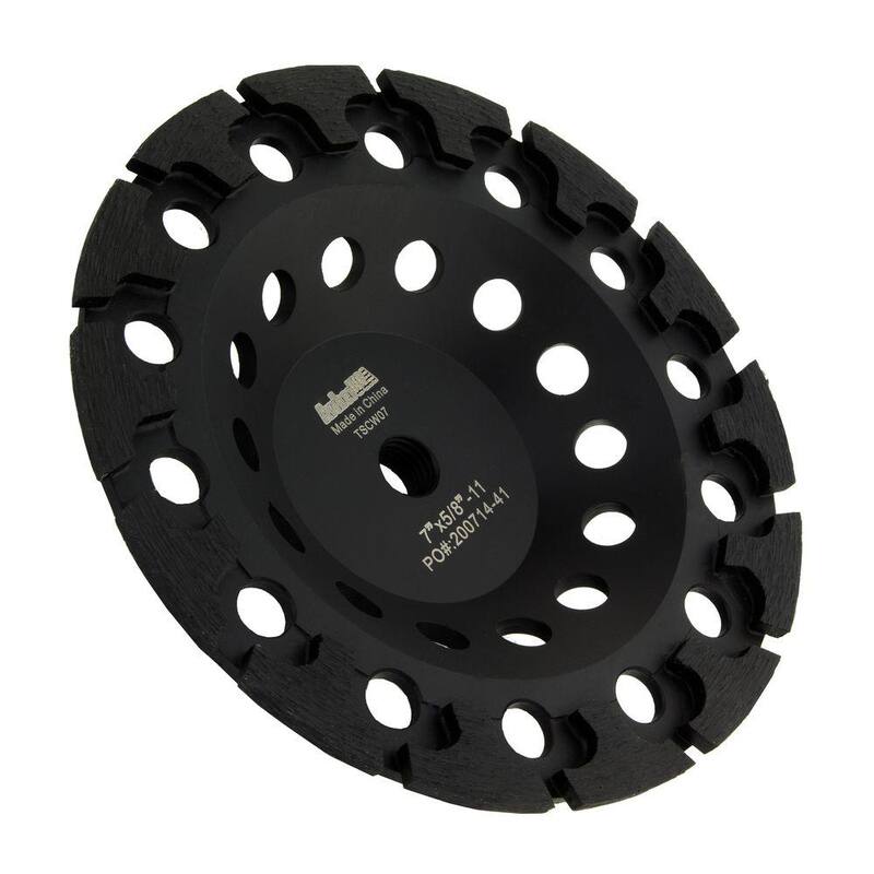 Taza de molienda de diamante segmentada en forma de T de rosca 5/8 in. -11 Archer USA 7 in. para molienda de concreto - TSCW07