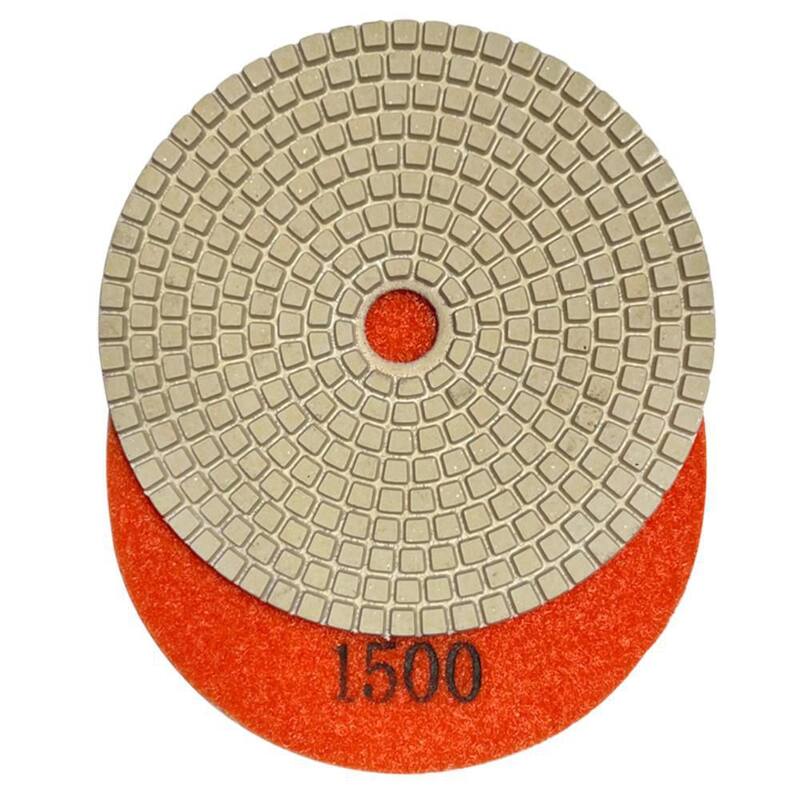 Juego de almohadillas de pulido de resina blanca de 4 pulgadas (50, 100, 200, 400, 800, 1500, 3000 Grit, Almohadilla de respaldo de metal) para granito, mármol, concreto - RWS4512481530A4BP_THD