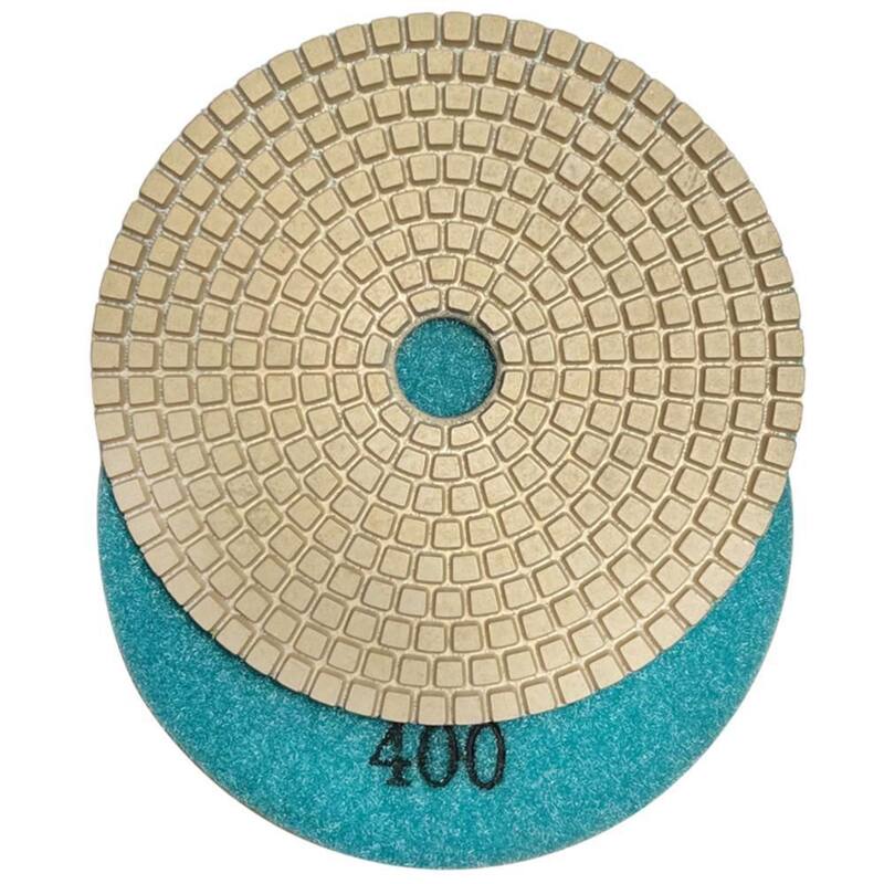 Juego de almohadillas de pulido de resina blanca de 4 pulgadas (50, 100, 200, 400, 800, 1500, 3000 Grit, Almohadilla de respaldo de metal) para granito, mármol, concreto - RWS4512481530A4BP_THD