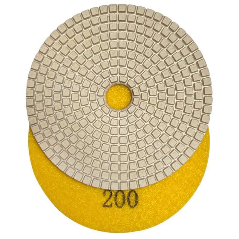 Juego de almohadillas de pulido de resina blanca de 4 pulgadas (50, 100, 200, 400, 800, 1500, 3000 Grit, Almohadilla de respaldo de metal) para granito, mármol, concreto - RWS4512481530A4BP_THD