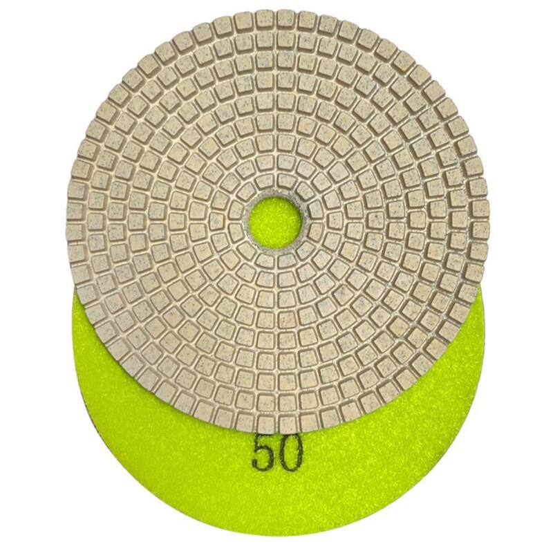 Juego de almohadillas de pulido de resina blanca de 4 pulgadas (50, 100, 200, 400, 800, 1500, 3000 Grit, Almohadilla de respaldo de metal) para granito, mármol, concreto - RWS4512481530A4BP_THD