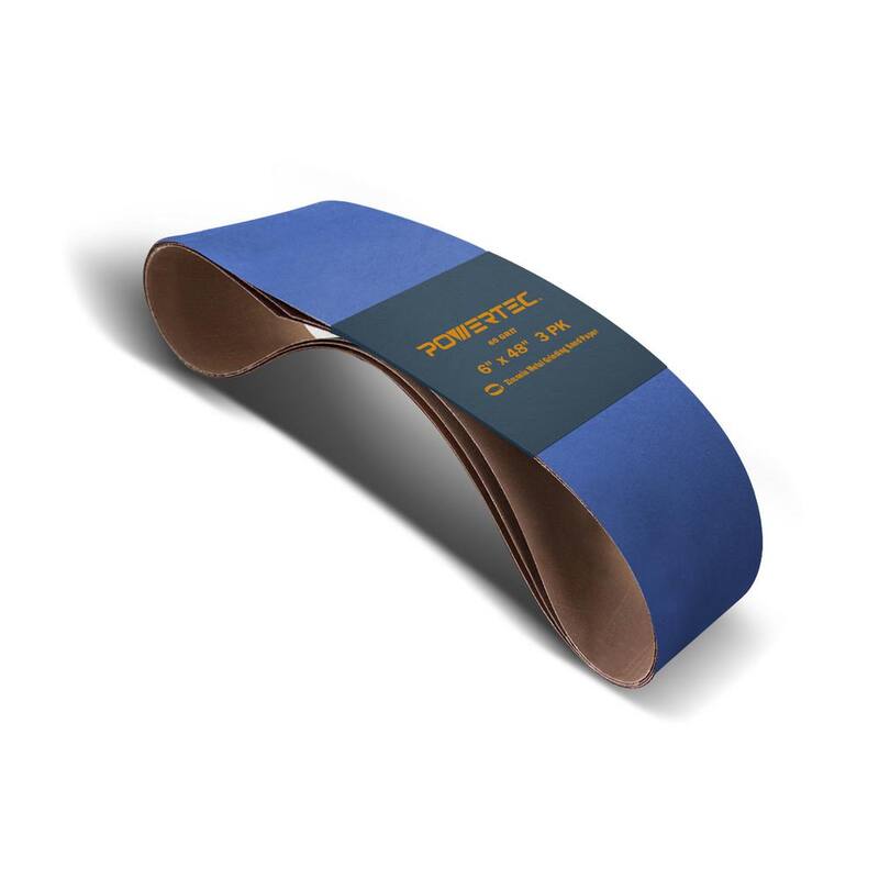 Bandas de lija de circonia de 60 granos de 6 pulgadas x 48 pulgadas para lijadora de banco, lijadora de banda y disco (paquete de 3) - 464806Z-3