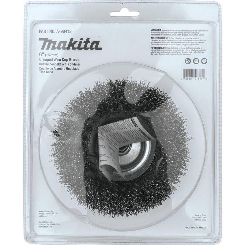 Cepillo de alambre ondulado de 6 pulgadas x 5/8 pulgadas-11 de Makita - A-98413