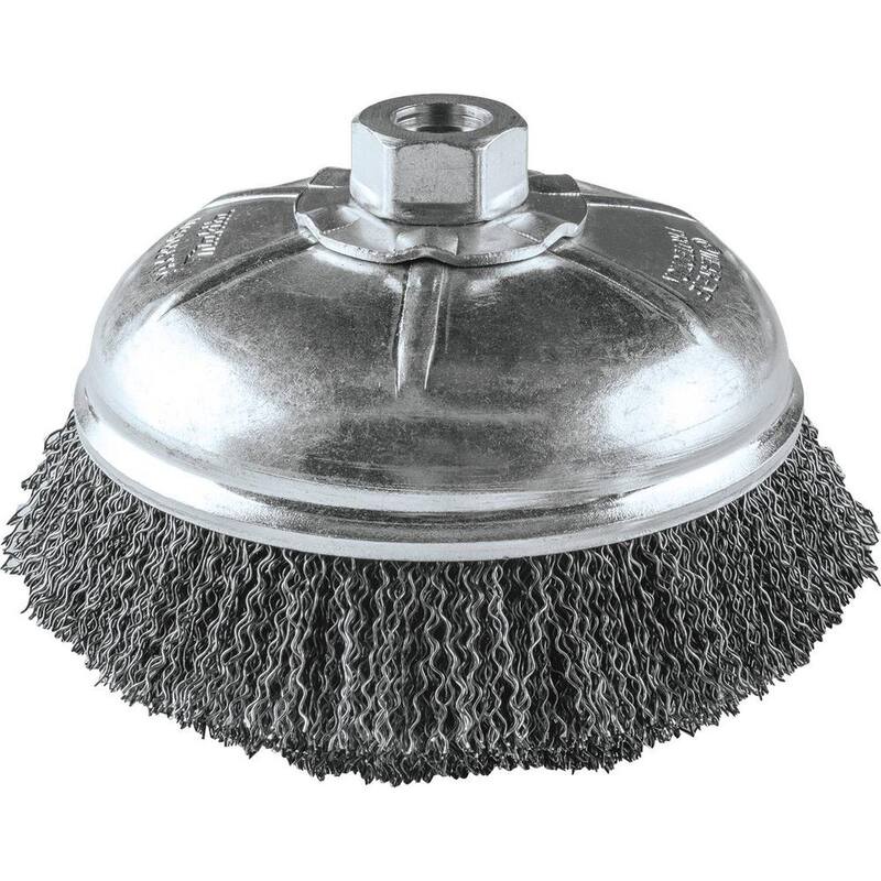 Cepillo de alambre ondulado de 6 pulgadas x 5/8 pulgadas-11 de Makita - A-98413