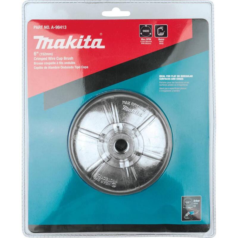 Cepillo de alambre ondulado de 6 pulgadas x 5/8 pulgadas-11 de Makita - A-98413