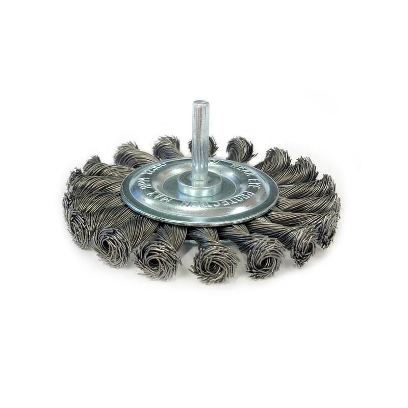Robtec 4 pulgadas x 0.020 pulgadas Rueda de alambre en nudos montada en vástago de acero (paquete de 2) - 2710006150-2