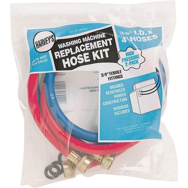 Protectionpro 4 ft. Washing Machine Hose of EPDM Rubber with Fitting Washers - Black - 4 ft. - PR3675221