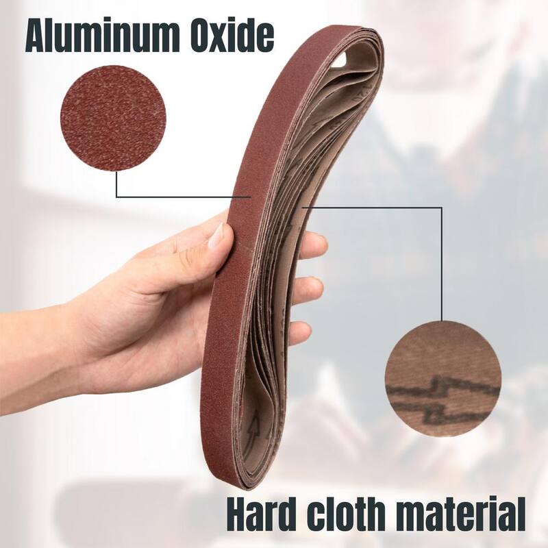 Banda de lija de óxido de aluminio POWERTEC de 1 pulgada x 30 pulgadas, grano 120 (paquete de 10) - 111310