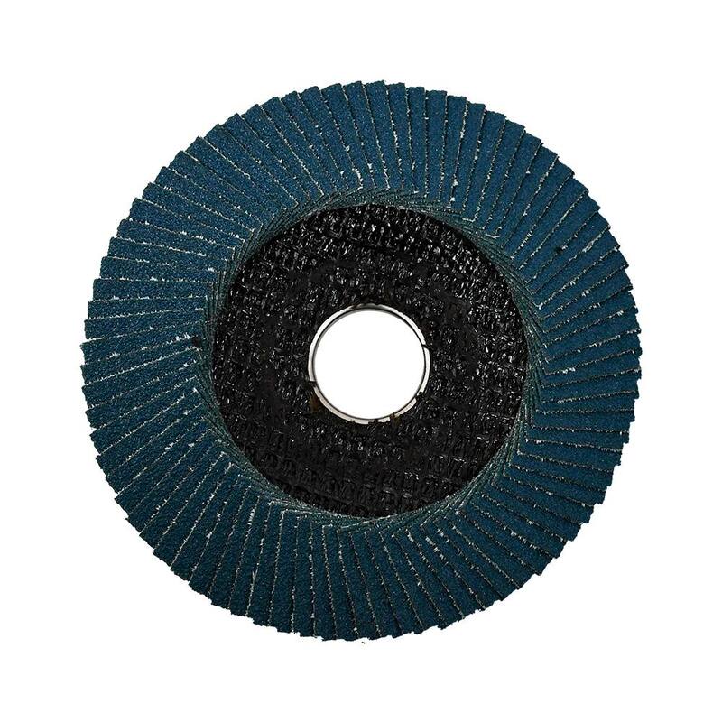 Discos de láminas RIDGID de 4-1/2 pulgadas x 7/8 pulgadas, grano 80 tipo 29 de zirconia azul ZA80 para usar en amoladoras de ángulo recto - RFD4578-80