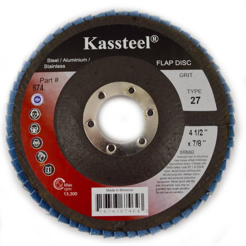 Discos de aletas jumbo de alta densidad de óxido de circonio azul tipo T27 de 120 granos Unbranded de 4-1/2 pulg. x 7/8 pulg. (paquete de 10) - 67242