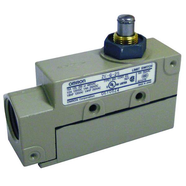 Interruptor de límite Omron, émbolo, SPDT, 15A @ 480V AC, Ubicación del actuador: Superior - ZE-Q-2S