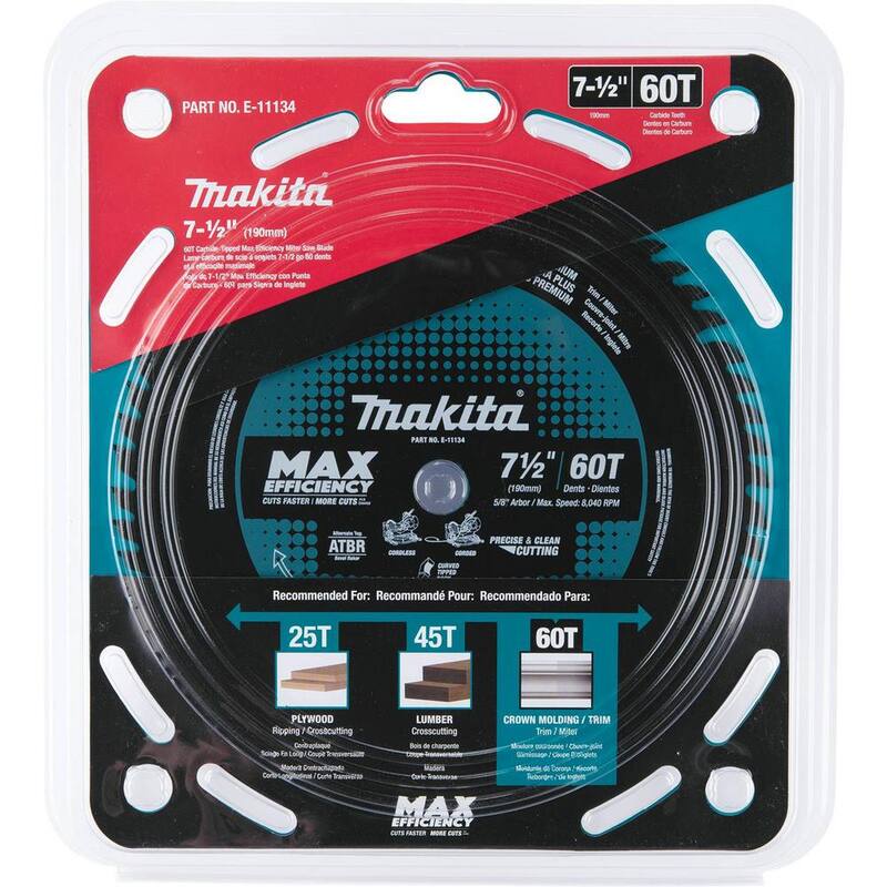 Makita 7-1/2 pulgadas 60 dientes Hoja de sierra inglete de carburo de punta de máxima eficiencia - E-11134