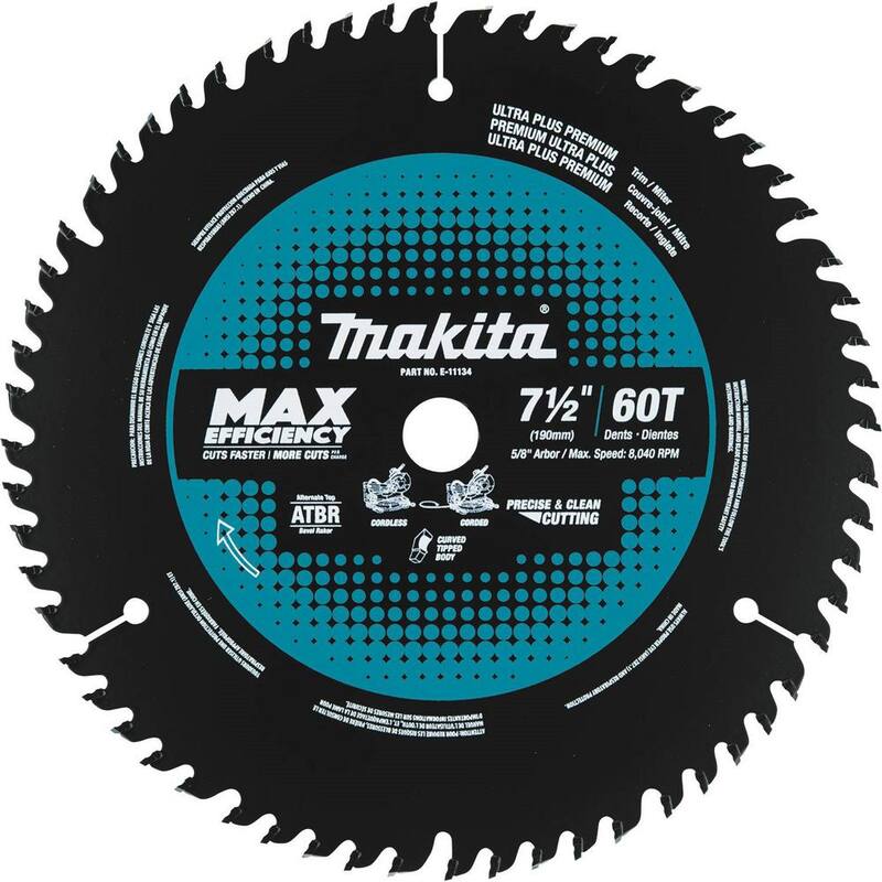 Makita 7-1/2 pulgadas 60 dientes Hoja de sierra inglete de carburo de punta de máxima eficiencia - E-11134
