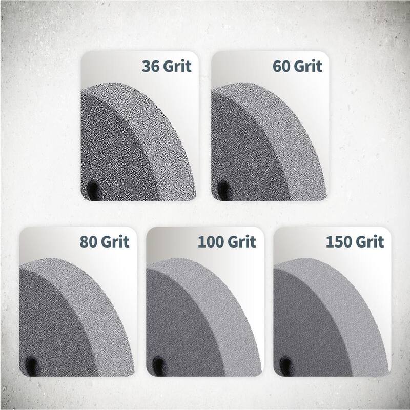 POWERTEC Rueda de rectificado de óxido de aluminio de 6 pulgadas x 3/4 de pulgada, grano 100, arbustos de 1/2 pulgada para amoladora de banco (paquete de 2) - 15519-P2
