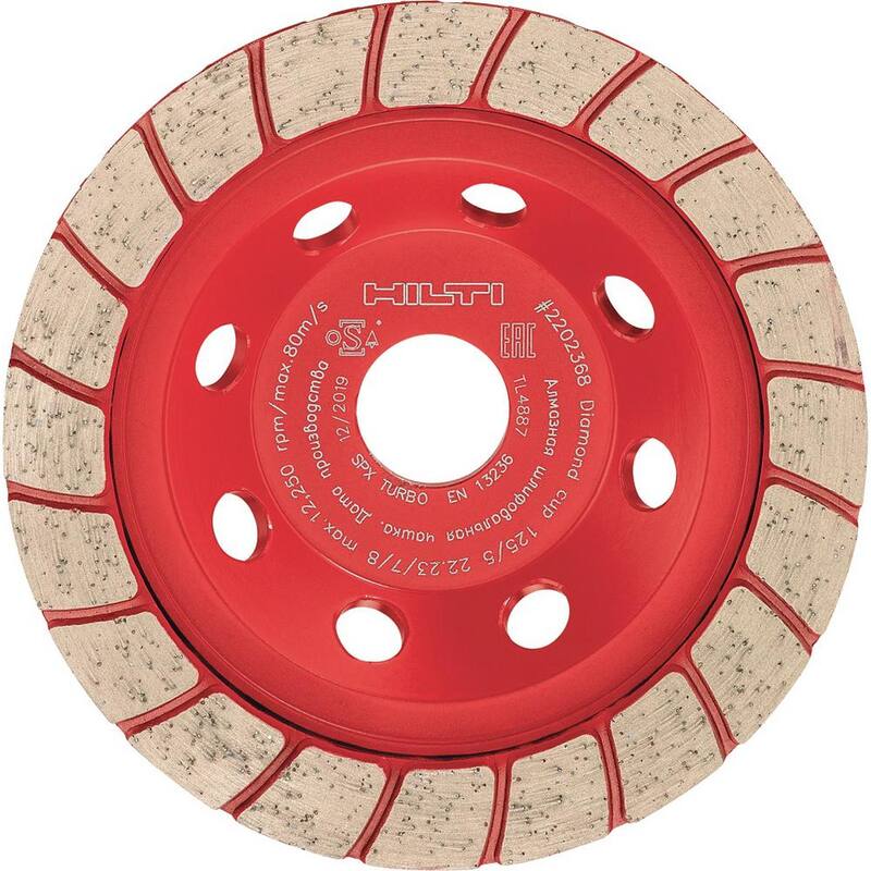 Rueda de Taza de Diamante SP Turbo de 5 pulg. x 5/8-11 pulg. con Arbor Roscado para Esmeriladoras Angulares - 2242389