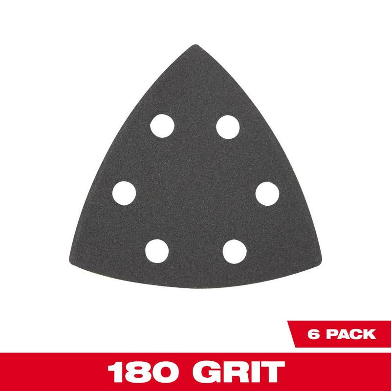 Milwaukee 3-1/2 pulgadas Papel de lija de grano 180 para herramienta multiusos oscilante (paquete de 6) - 49-25-2180