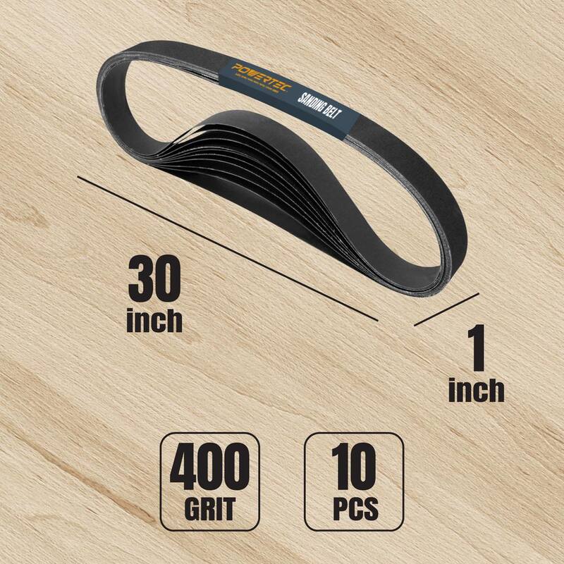 Cinta de lija de carburo de silicio de grano 400 POWERTEC de 1 pulgada x 30 pulgadas (paquete de 10) - 457400