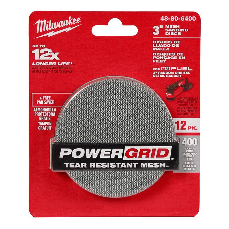 Discos de lija de malla de 400 granos de Milwaukee de 3 pulgadas para M12 FUEL 3 pulgadas Lijadora Orbital Aleatoria (13 piezas) - 48-80-6400