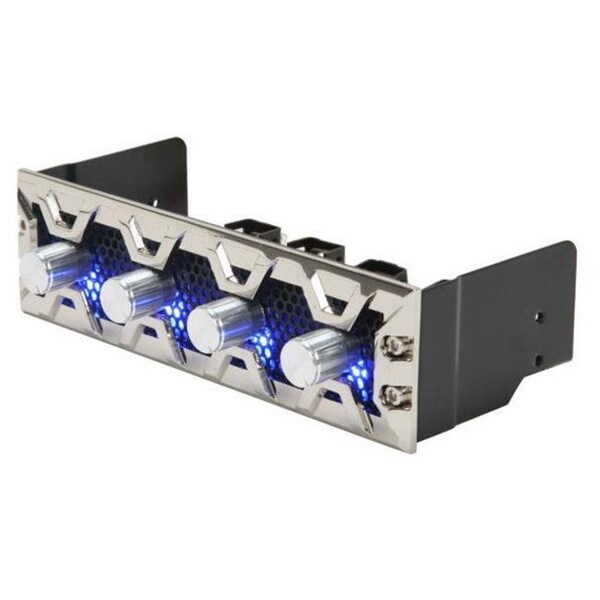 Lamptron Lamptron 832-103-02 Fan Controller; 30W x 4 Channels; Blue Led; Silver Aluminum Bezel - 832-103-02