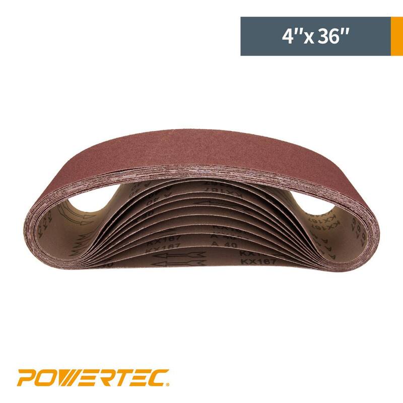 Cinturón de lija de óxido de aluminio de 80 granos de 4 pulgadas x 36 pulgadas para lijadora de banda y disco (paquete de 10) - 110680