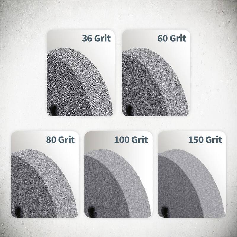 Rueda de esmerilado de óxido de aluminio de grano 36 de POWERTEC de 6 pulgadas x 3/4 pulgadas x 1/2 pulgadas para esmeril de banco - 15514
