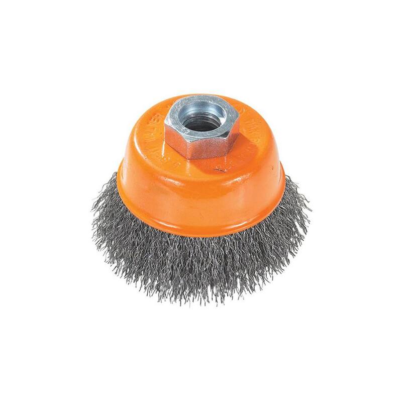Brocha de copa de alambre ondulado de 5 pulgadas de WALTER SURFACE TECHNOLOGIES - 5/8 pulgada -11 pulgada de árbol - 13E504.