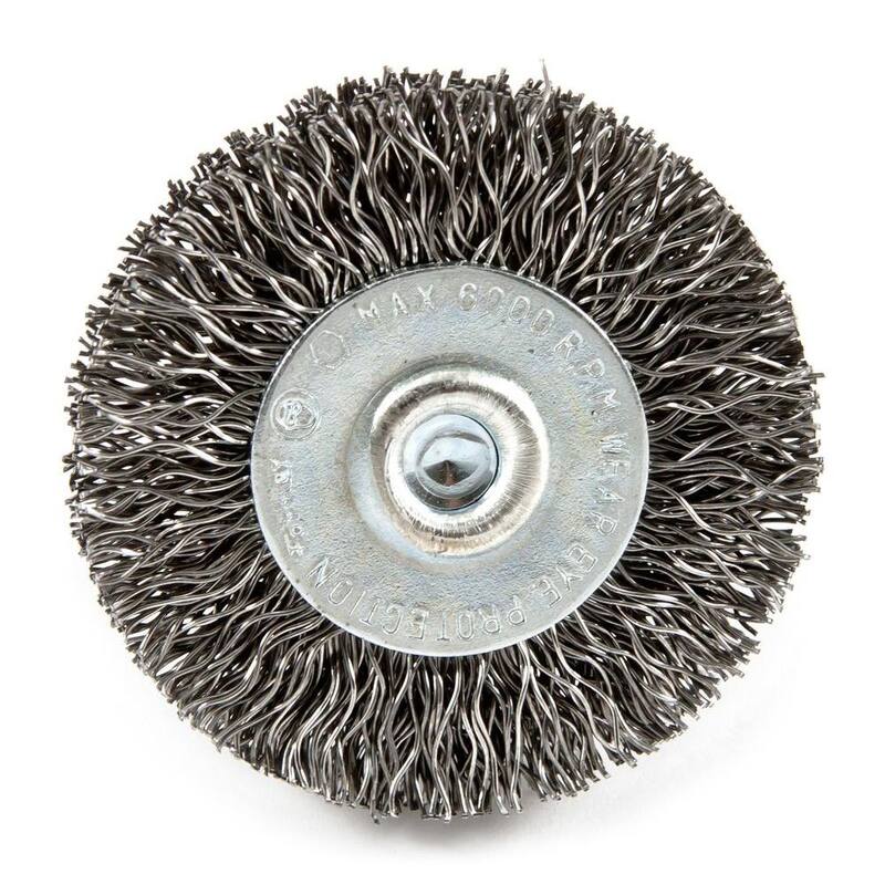 Cepillo de alambre con rueda de crimpado grueso, con mango hexagonal de 1-1/2 pulgadas x 1/4 pulgadas - 72725