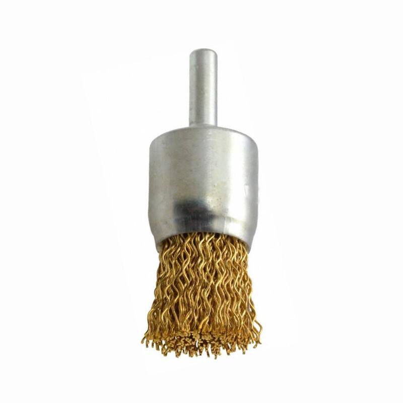 Robtec 1 pulgada x 1/4 de pulgada Cepillo de alambre de latón con punta de eje - 100EBCS20