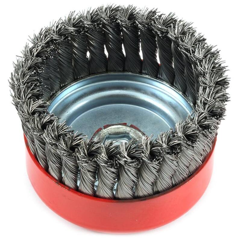 Cepillo de copa de alambre trenzado para arbusto con arbor roscado de 6 in. x 5/8 in.-11 - 72756 de Forney