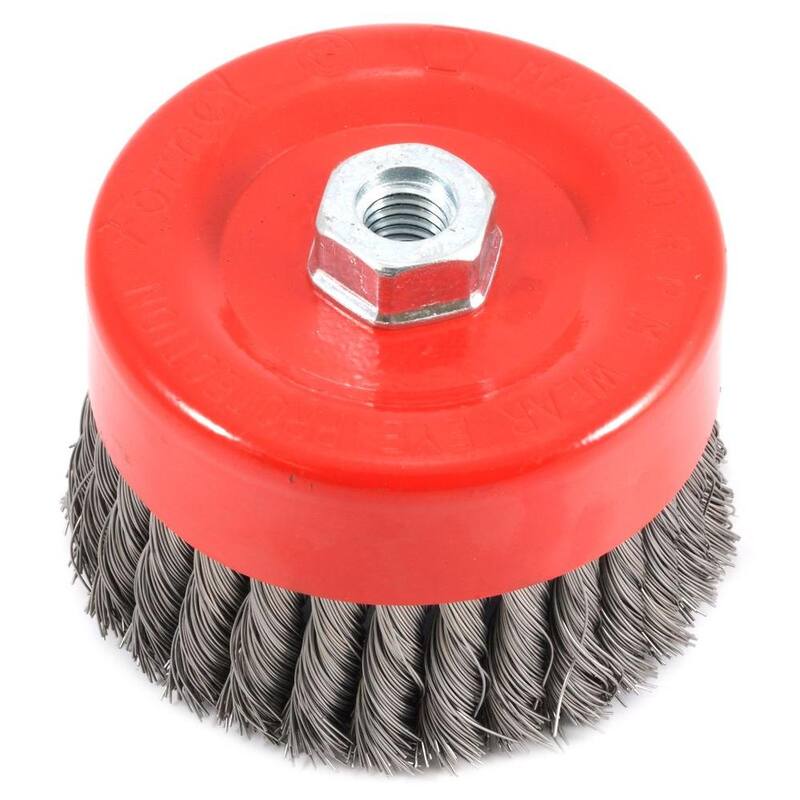 Cepillo de copa de alambre trenzado para arbusto con arbor roscado de 6 in. x 5/8 in.-11 - 72756 de Forney