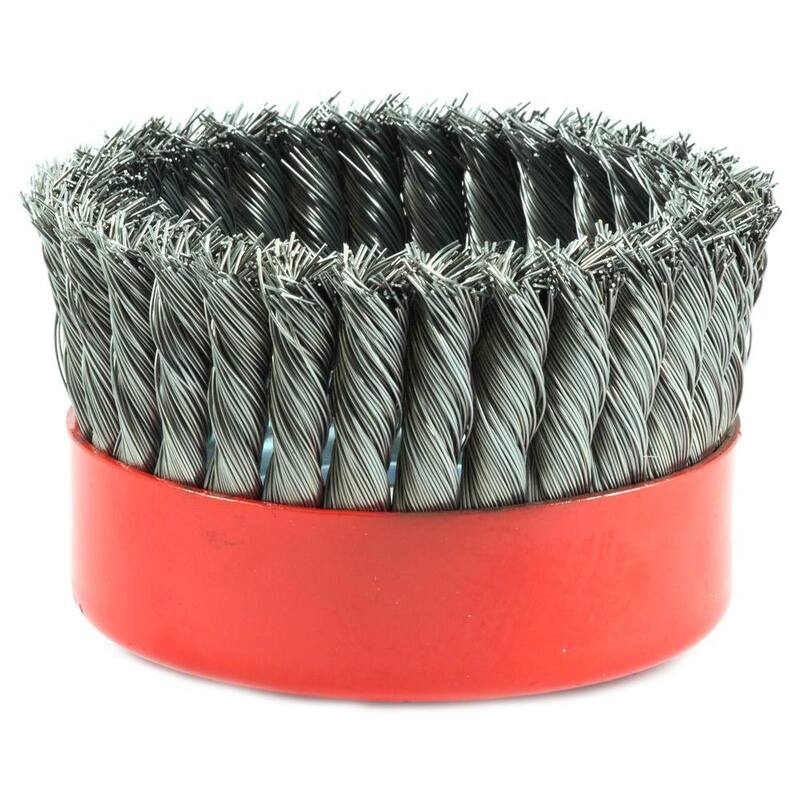 Cepillo de copa de alambre trenzado para arbusto con arbor roscado de 6 in. x 5/8 in.-11 - 72756 de Forney