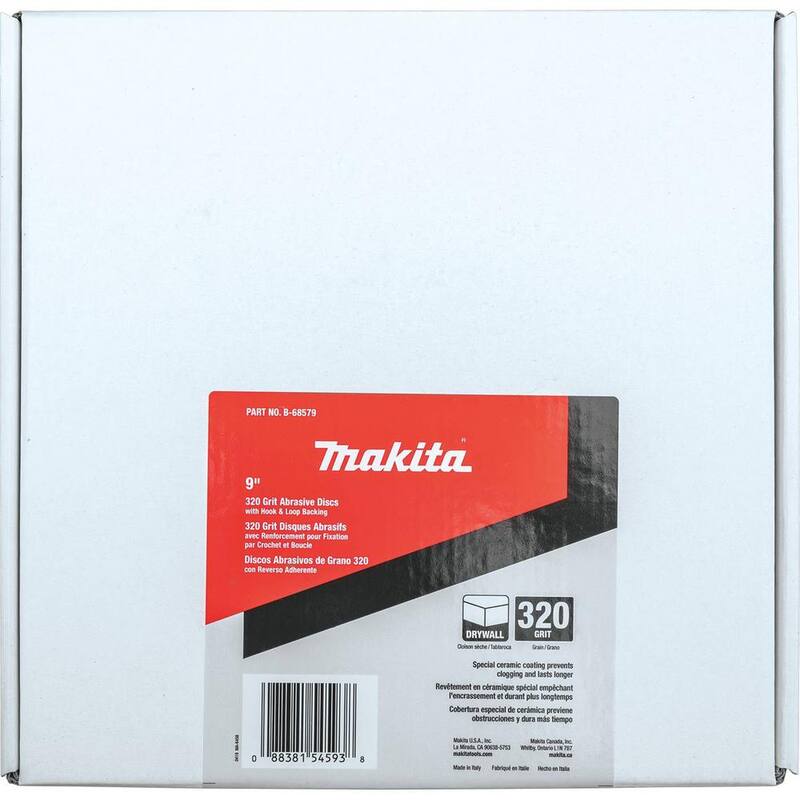 Makita 9 pulgadas Disco Abrasivo Redondo, Gancho y Lazo, 320 Granos (Paquete de 25) - B-68579