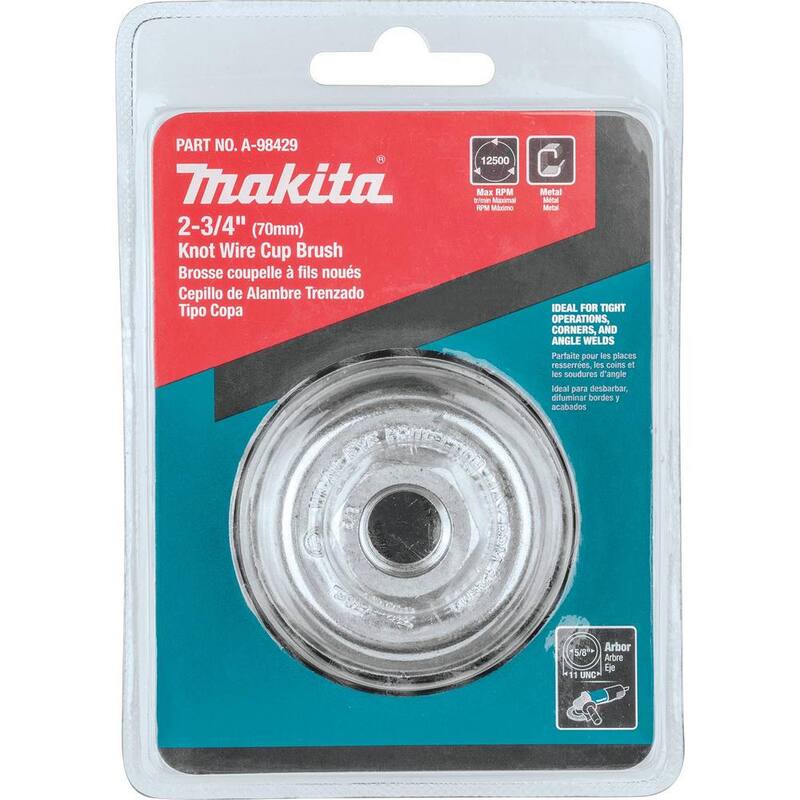 Brocha de copa de alambre de nudos Makita de 2-3/4 pulgadas x 5/8 pulgadas-11 - A-98429