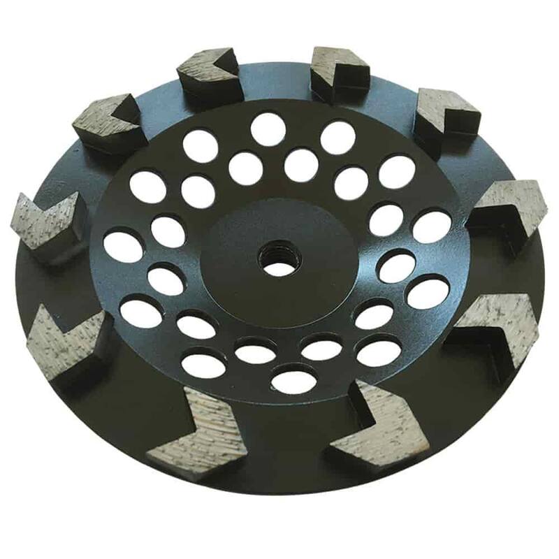Rueda de rectificado de diamante agresiva de alto rendimiento de 7 pulgadas, grano #30/40, segmento de flecha, arbor roscado de 5/8 pulgadas-11 - AWP0710A5_THD