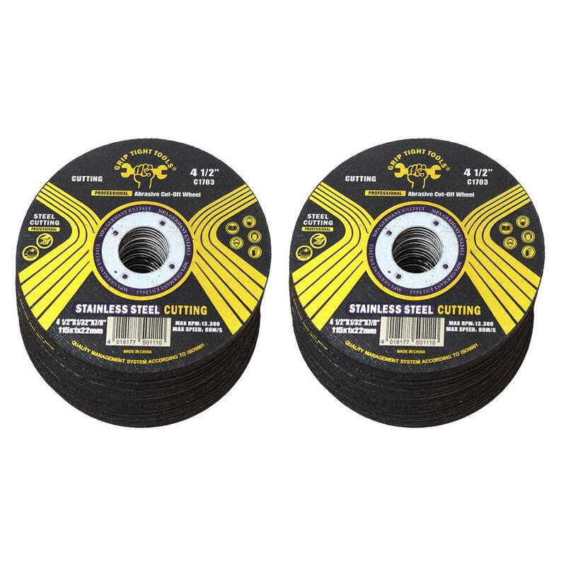 Herramienta de corte GRIP TIGHT 4-1/2 pulgadas x 1/32 pulgadas, 7/8 pulgadas. Disco de corte de ranura delgada, disco de corte para metal y acero inoxidable (paquete de 100) - C1703-100