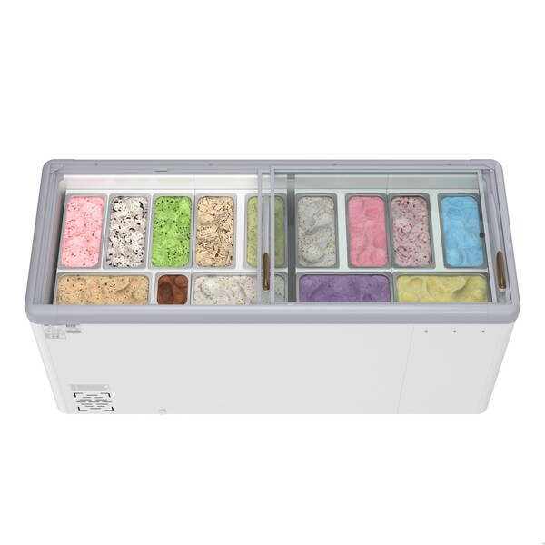 Koolmore 70 in. Gelato Dipping Cabinet Display Freezer with Sliding Glass Door, 13 Pans, 20 Cu. Ft. - KM-GDC-71SD
