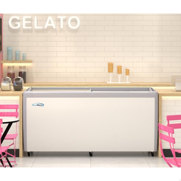 Koolmore 70 in. Gelato Dipping Cabinet Display Freezer with Sliding Glass Door, 13 Pans, 20 Cu. Ft. - KM-GDC-71SD