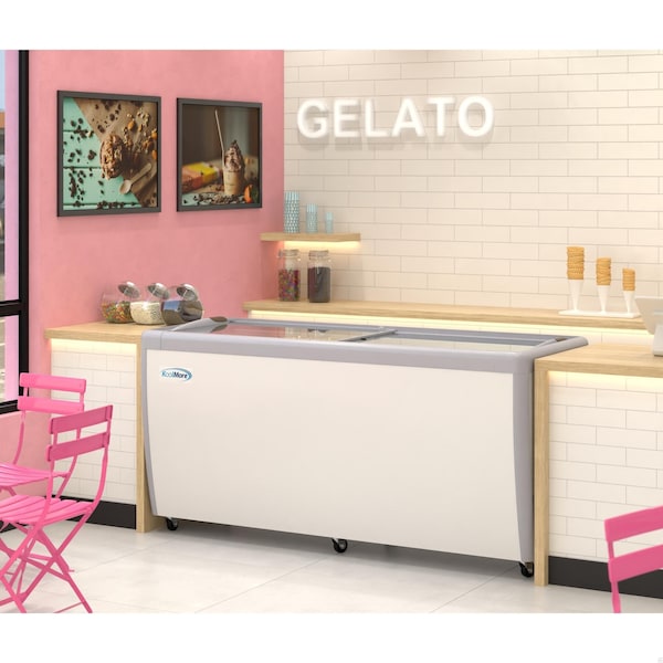 Koolmore 70 in. Gelato Dipping Cabinet Display Freezer with Sliding Glass Door, 13 Pans, 20 Cu. Ft. - KM-GDC-71SD
