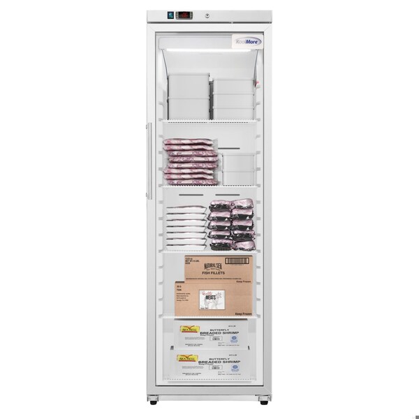 Koolmore 24 in. 12 cu. ft. Commercial Auto Defrost Glass Door Reach-In Freezer in White KM-RIF-1GD12C-A - KM-RIF-1GD12C-A