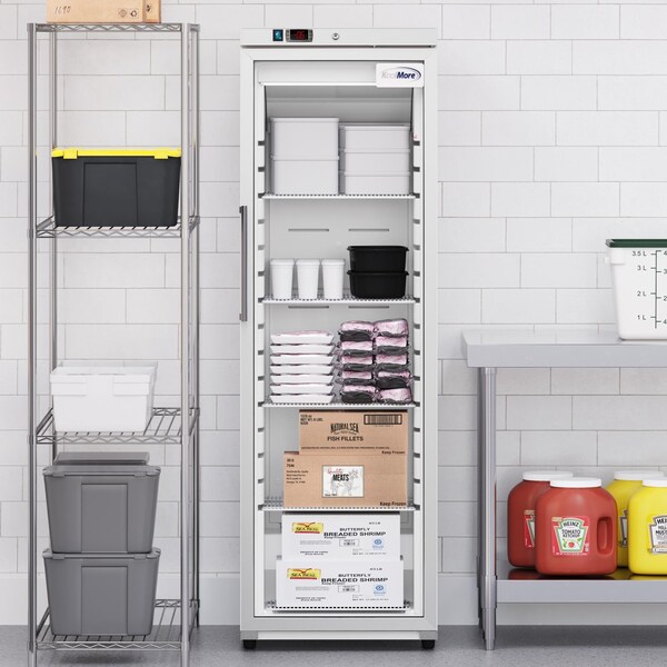 Koolmore 24 in. 12 cu. ft. Commercial Auto Defrost Glass Door Reach-In Freezer in White KM-RIF-1GD12C-A - KM-RIF-1GD12C-A