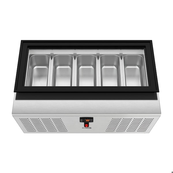 Koolmore 39 in. 5-Pan Countertop Ice Cream Display Freezer with Glass Top in Stainless-Steel KM-CGD-5P - KM-CGD-5P