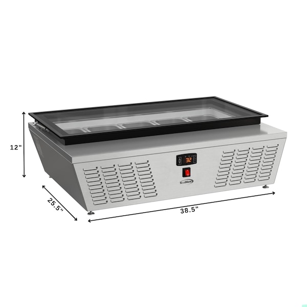 Koolmore 39 in. 5-Pan Countertop Ice Cream Display Freezer with Glass Top in Stainless-Steel KM-CGD-5P - KM-CGD-5P