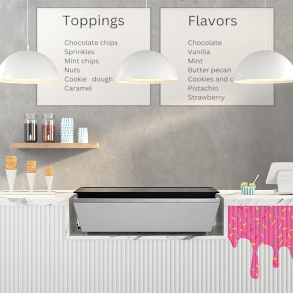 Koolmore 39 in. 5-Pan Countertop Ice Cream Display Freezer with Glass Top in Stainless-Steel KM-CGD-5P - KM-CGD-5P