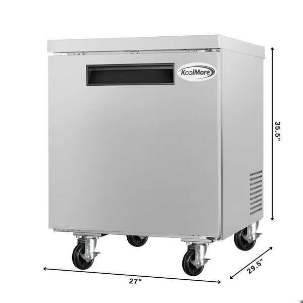 Koolmore 27 in. One-Door Commercial Undercounter Freezer in Stainless Steel with Casters, KM-UCF-1DSS - KM-UCF-1DSS
